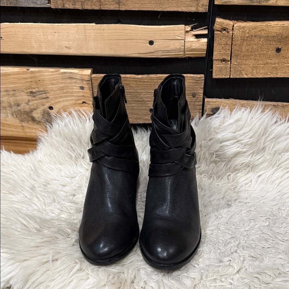 Salvia Greta Black Full Grain Sheep Leather‎ Mid Calf Booties Size 39 EU 8.5 US